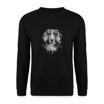 Dachshund Dackel Teckel graue Illustration - Unisex Pullover - Schwarz - Vorne - Alina (178cm) & Michal (187cm)