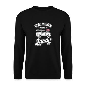 Real Women Drive A Landy - Sweat-shirt Unisexe - noir - Devant - Alina (178cm) & Michal (187cm)