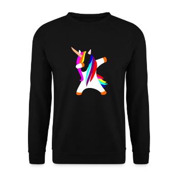 dabbing unicorn unicorn - Unisex Sweatshirt - black - Front - Alina (178cm) & Michal (187cm)