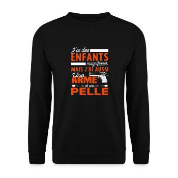 J'Ai des Enfants Magnifiques Cadeau Drôle - Sweat-shirt Unisexe - noir - Devant - Alina (178cm) & Michal (187cm)
