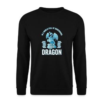 Bookworm Bookdragon Books Dragon Book Fan Reading Fan - Unisex Sweatshirt - black - Front - Alina (178cm) & Michal (187cm)