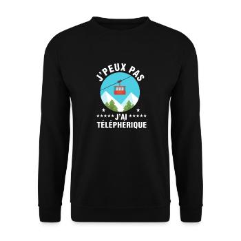j'peux pas j'ai téléphérique - Sweat-shirt Unisexe - noir - Devant - Alina (178cm) & Michal (187cm)