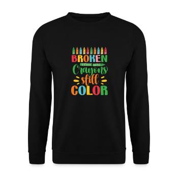 Crayons cassés Couleur fixe - Sweat-shirt Unisexe - noir - Devant - Alina (178cm) & Michal (187cm)