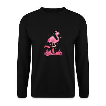 Flamingo Mädchen süss - Unisex Pullover - Schwarz - Vorne - Alina (178cm) & Michal (187cm)