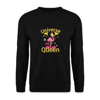 Königin - Flamingo - Unisex Pullover - Schwarz - Vorne - Alina (178cm) & Michal (187cm)