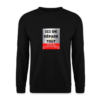 ici on répare tout - Sweat-shirt Unisexe - noir - Devant - Alina (178cm) & Michal (187cm)