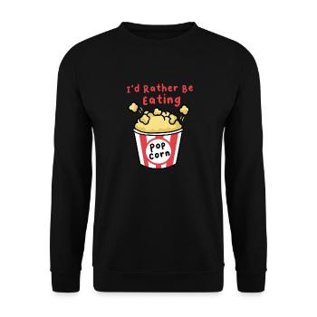 Popcorn und Musik essen salziges Popcorn - Unisex Pullover - Schwarz - Vorne - Alina (178cm) & Michal (187cm)