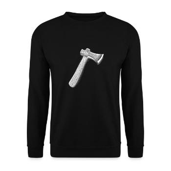 Axt | Holzfäller | Holzarbeiter | Beil - Unisex Pullover - Schwarz - Vorne - Alina (178cm) & Michal (187cm)