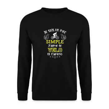 je suis un mec simple j'aime le vélo et l'apéro - Sweat-shirt Unisexe - noir - Devant - Alina (178cm) & Michal (187cm)