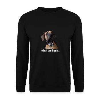 What the heck..! - Unisex Pullover - Schwarz - Vorne - Alina (178cm) & Michal (187cm)