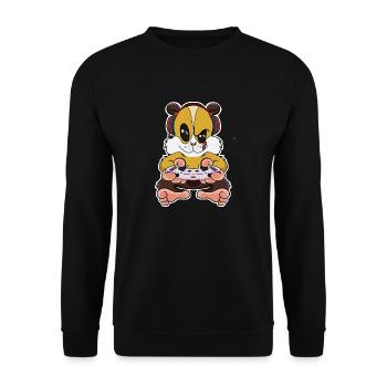 Guinea Pig With Gaming Controller I Funny Gaming - Unisex Pullover - Schwarz - Vorne - Alina (178cm) & Michal (187cm)