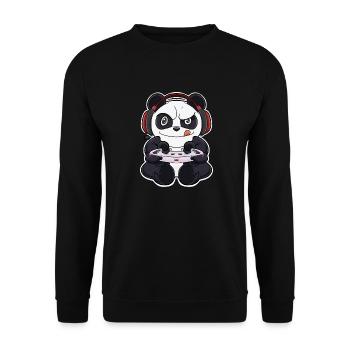 Panda With Gaming Controller I Funny Gaming I - Unisex Pullover - Schwarz - Vorne - Alina (178cm) & Michal (187cm)