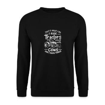 Landwirtschaft und Traktoren - Unisex Pullover - Schwarz - Vorne - Alina (178cm) & Michal (187cm)