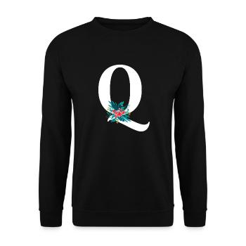 lettre Q fleuris - Sweat-shirt Unisexe - noir - Devant - Alina (178cm) & Michal (187cm)