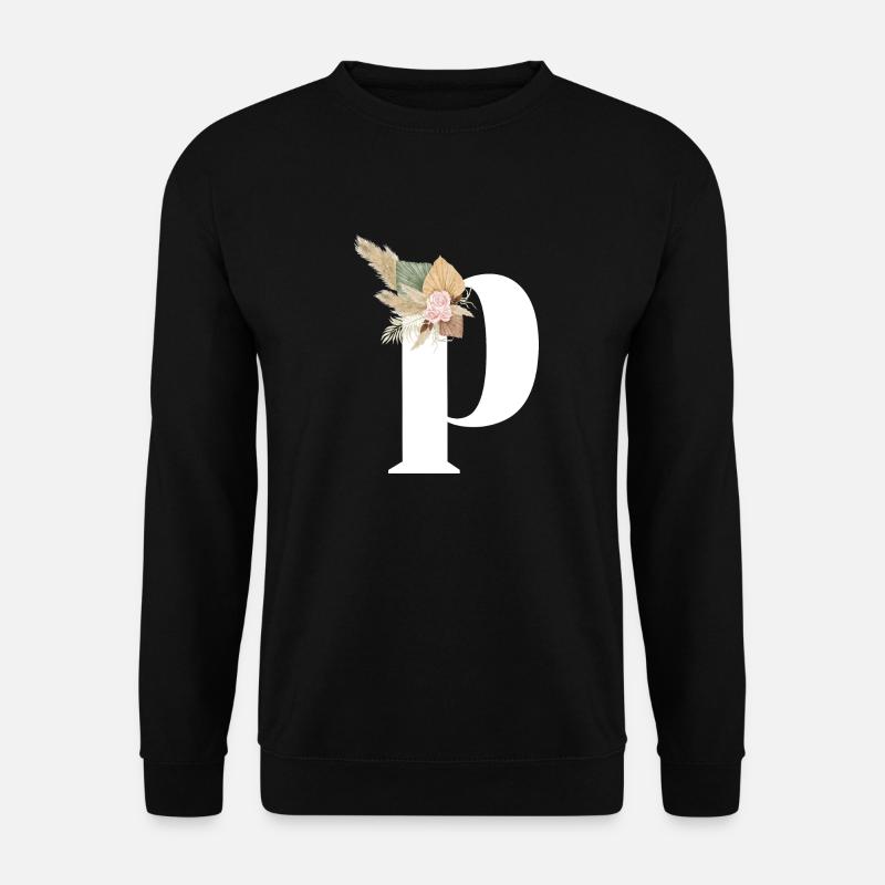 Buchstabe P blumig - Unisex Pullover - Schwarz