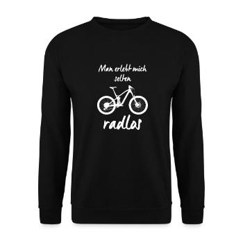 Fahrrad Moutainbike Spruch radlos - Unisex Pullover - Schwarz - Vorne - Alina (178cm) & Michal (187cm)