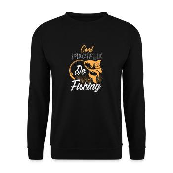 Cool people go fishing - fishing is for cool - Unisex Sweatshirt - black - Front - Alina (178cm) & Michal (187cm)