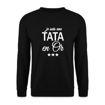 je suis une tata en or / cadeau humour tata - Sweat-shirt Unisexe - noir - Devant - Alina (178cm) & Michal (187cm)