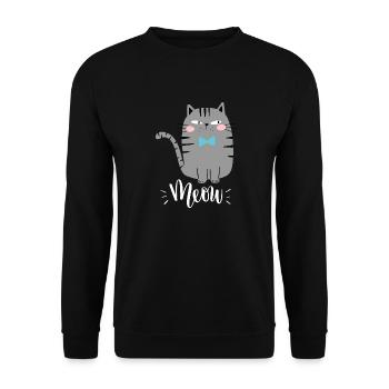 Mignon Kawaii drôle de chat disant miaulement - Sweat-shirt Unisexe - noir - Devant - Alina (178cm) & Michal (187cm)