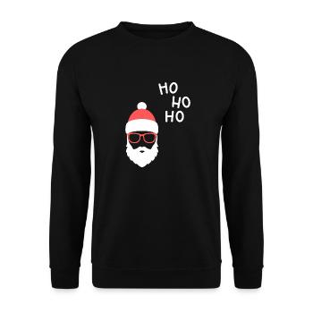 Weihnachtsmann Mütze Sonnenbrille Bart Santa - Unisex Pullover - Schwarz - Vorne - Alina (178cm) & Michal (187cm)