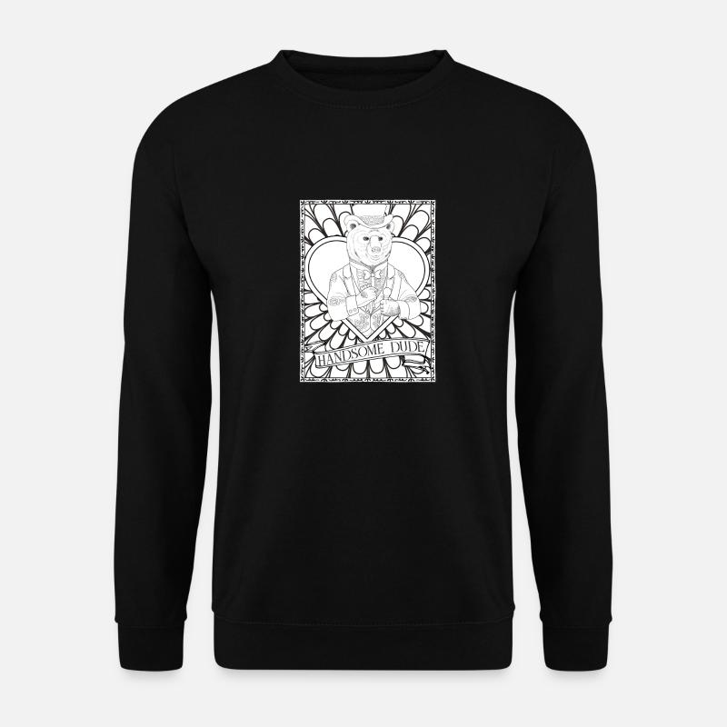 Handsome Dude Vintage Fantasy Tier Bär Ehemann - Unisex Pullover - Schwarz