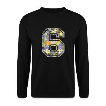 Numero 6 fleur, Équipe Foot, basket université - Sweat-shirt Unisexe - noir - Devant - Alina (178cm) & Michal (187cm)
