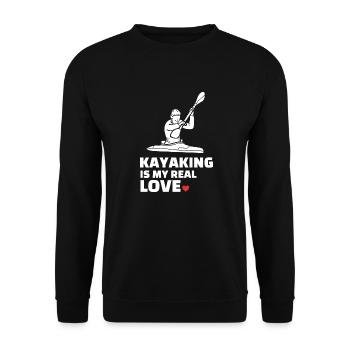Ich Liebe Kajakfahren - Unisex Pullover - Schwarz - Vorne - Alina (178cm) & Michal (187cm)