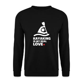 Ich Liebe Kajakfahren - Unisex Pullover - Schwarz - Vorne - Alina (178cm) & Michal (187cm)