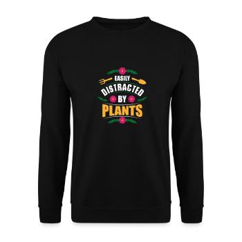 Ablenkt von Pflanzen Naturliebhaber Hobbygärtner - Unisex Pullover - Schwarz - Vorne - Alina (178cm) & Michal (187cm)