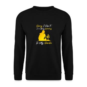 Busy Working Ironic Hobby Gardener Plants - Unisex Sweatshirt - black - Front - Alina (178cm) & Michal (187cm)