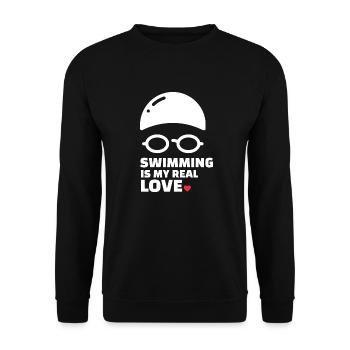 Ich Liebe Schwimmen - Unisex Pullover - Schwarz - Vorne - Alina (178cm) & Michal (187cm)