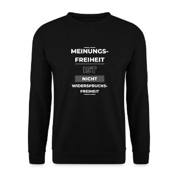 Meinungsfreiheit LWHGBS - Unisex Pullover - Schwarz - Vorne - Alina (178cm) & Michal (187cm)
