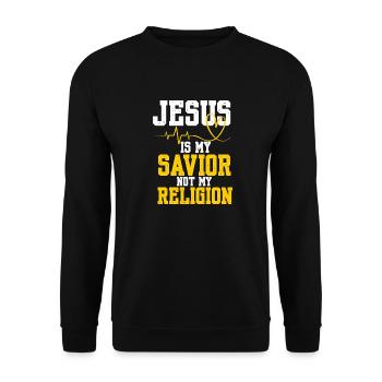 Jesus Is My Savior Gott Religion Kreuz Glaube - Unisex Pullover - Schwarz - Vorne - Alina (178cm) & Michal (187cm)