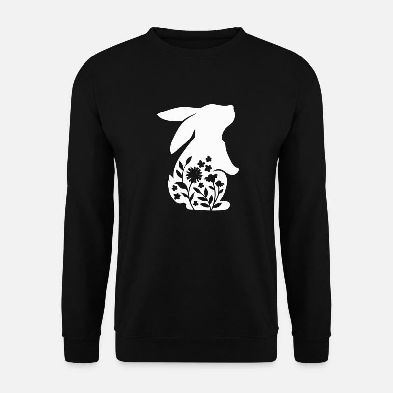 Blumen Hase Silhouette Ostern Geschenk kind frau - Unisex Pullover - Schwarz