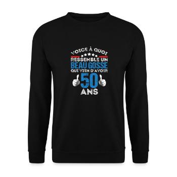 Voici à quoi ressemble un beau gosse anniv 50 ans - Sweat-shirt Unisexe - noir - Devant - Alina (178cm) & Michal (187cm)