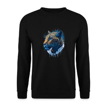 Leopard Raubkatze Illustration - Unisex Pullover - Schwarz - Vorne - Alina (178cm) & Michal (187cm)