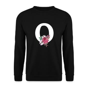 Lettre o floral - Sweat-shirt Unisexe - noir - Devant - Alina (178cm) & Michal (187cm)
