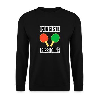 pongiste passionné - Sweat-shirt Unisexe - noir - Devant - Alina (178cm) & Michal (187cm)