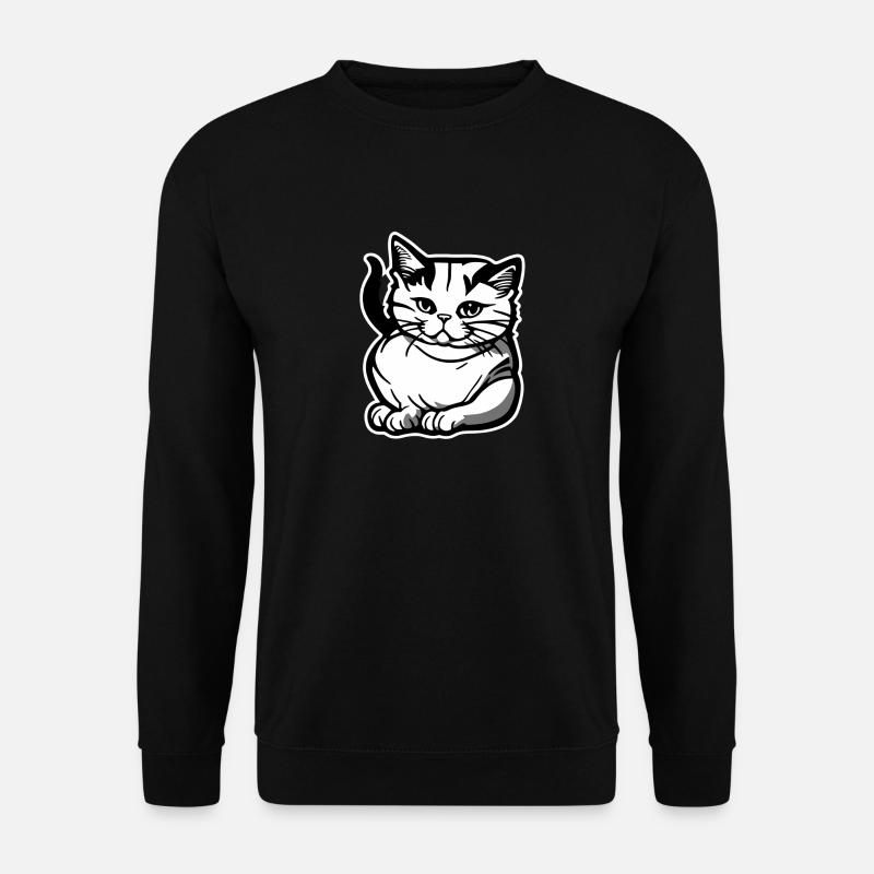 Schwarz-weißes Katzenlogo - Unisex Pullover - Schwarz