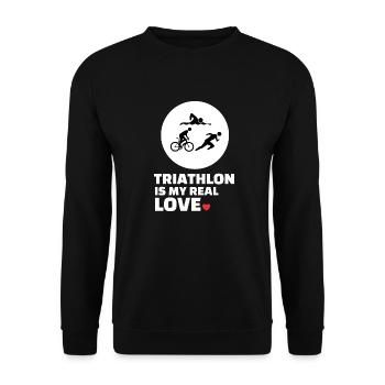 Ich Liebe Triathlon - Unisex Pullover - Schwarz - Vorne - Alina (178cm) & Michal (187cm)