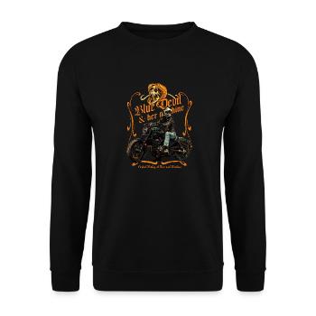 Blue Devil und ihre Maschine Klassisches Motorrad - Unisex Pullover - Schwarz - Vorne - Alina (178cm) & Michal (187cm)