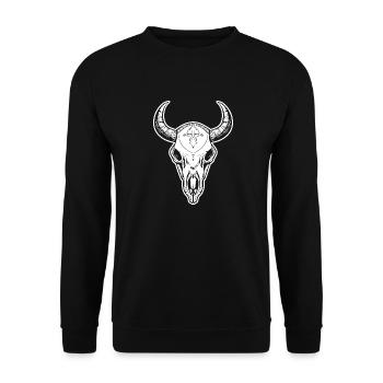Cow Skull Boho - Unisex Sweatshirt - black - Front - Alina (178cm) & Michal (187cm)
