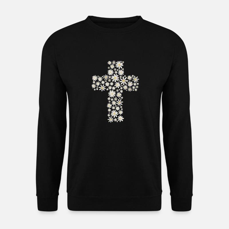 Blumenkreuz - Unisex Pullover - Schwarz