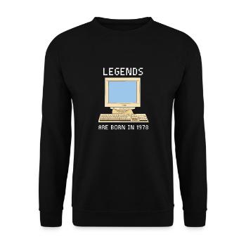 Les légendes sont nées en 1978 Funny Birthday. - Sweat-shirt Unisexe - noir - Devant - Alina (178cm) & Michal (187cm)