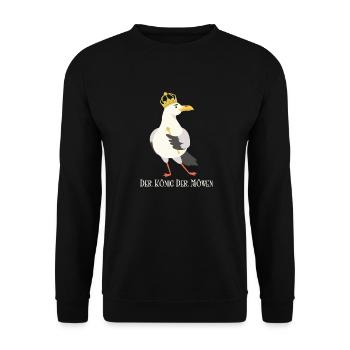 Der König Der Möwen - Unisex Pullover - Schwarz - Vorne - Alina (178cm) & Michal (187cm)