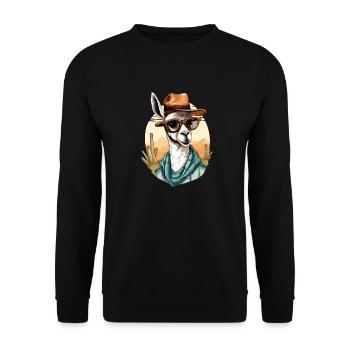 Goki the lama - Unisex Sweatshirt - black - Front - Alina (178cm) & Michal (187cm)