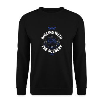 Van life / ROLLING WITH THE SCENERY - Unisex Sweatshirt - black - Front - Alina (178cm) & Michal (187cm)