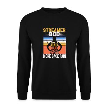Streamer Bod Like A Dad Bod Content Creator Funny - Unisex Sweatshirt - black - Front - Alina (178cm) & Michal (187cm)