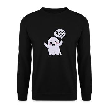 Spooky Cute Kawaii Ghost Design – Boo - Unisex Sweatshirt - black - Front - Alina (178cm) & Michal (187cm)