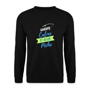 GARDEZ CALME ET ALLER PECHE - Sweat-shirt Unisexe - noir - Devant - Alina (178cm) & Michal (187cm)
